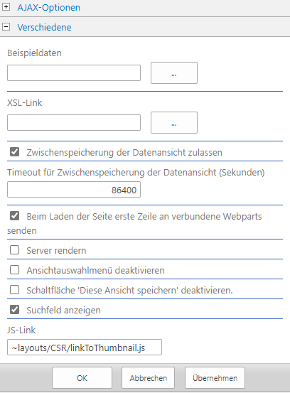 DWG Thumbnail in SharePoint - WebPart Settings JSLink