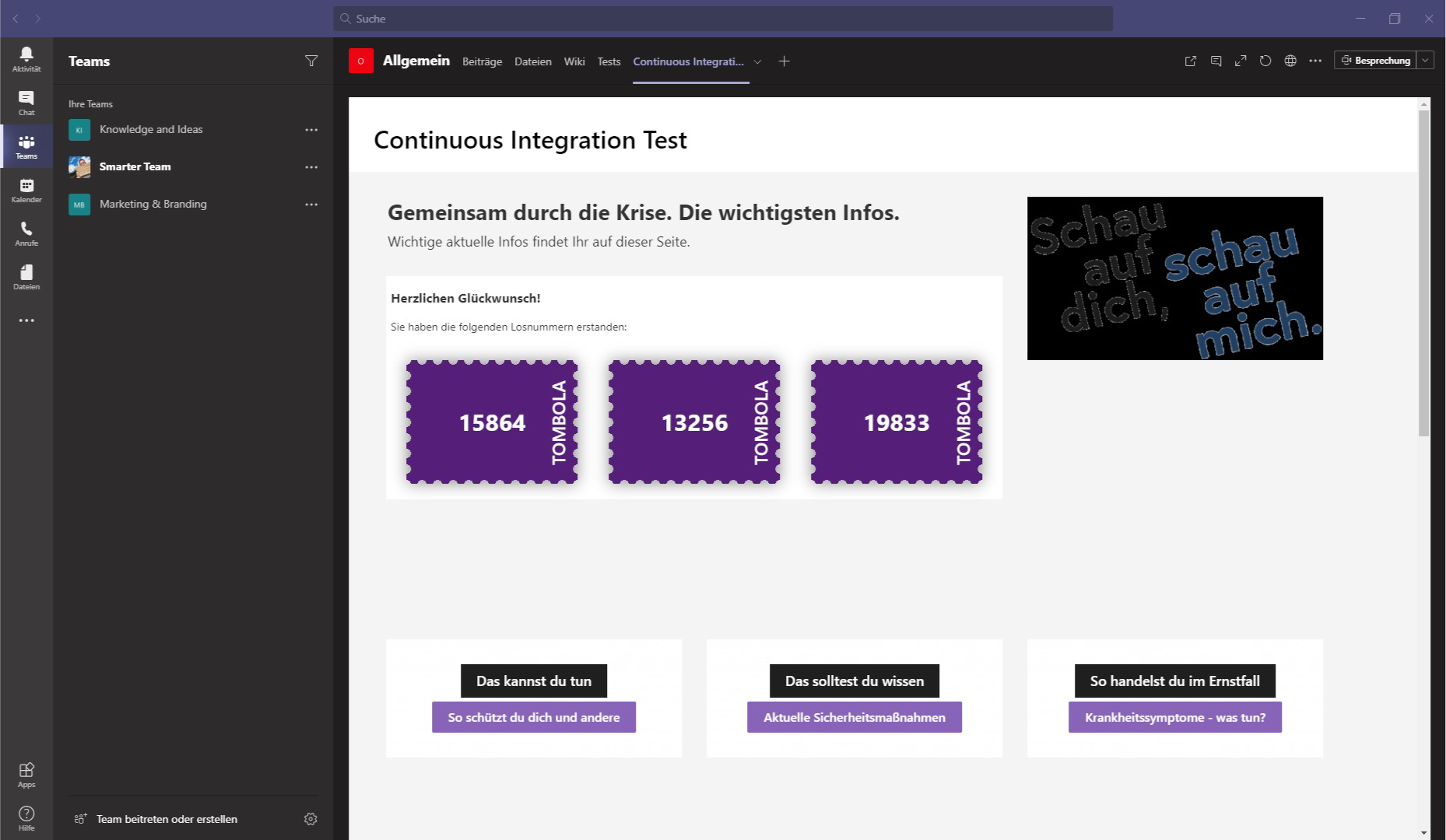 Tombola in SharePoint und Teams: Integration in Teams