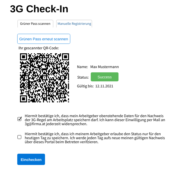 Smarter 3G Regel am Arbeitsplatz Software - CheckIn