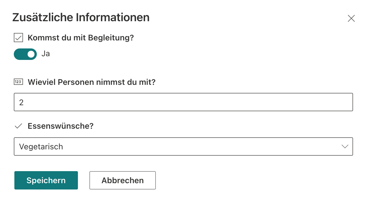 Veranstaltungen Anmeldeinformationen: Dynamic Form