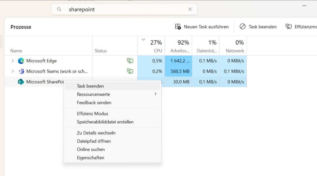 SharePoint Sync Problem Kill SharePoint.exe